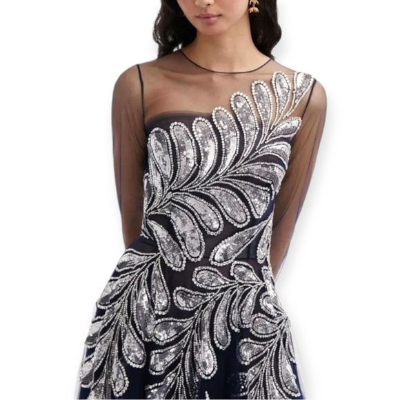 OSCAR DE LA RENTA Fern Crystal Embellished Ankle Length Tulle Gown 10 NWT - Picture 5 of 12